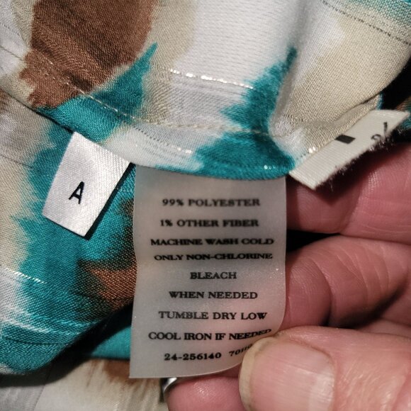 Ann Taylor Womens‎ Long Sleeve Button-Up Blouse Tie-Dye Brown & Teal Design Size - Picture 6 of 6